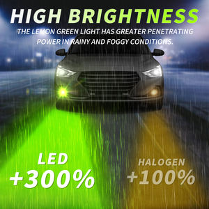 Ampoule de phare de voiture 12V vert citron 12V 60W 9005 Hb3 Feux antibrouillard 9006 Hb4 <span class=keywords><strong>Lampe</strong></span> avant de voiture H11 H16 H8 H7 Phares <span class=keywords><strong>LED</strong></span> - Product Image 6