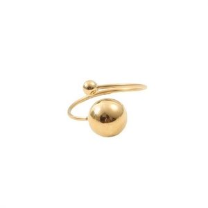 Anillo de puño de joyería fina para mujer al por mayor, popular, chapado en oro, de acero inoxidable, ajustable, con cuentas - Product Image 1
