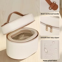 Sac de maquillage en cuir PU imperméable de luxe avec logo personnalisé, étui à pinceaux ovale, grande capacité, organiseur de cosmétiques de voyage pour femmes