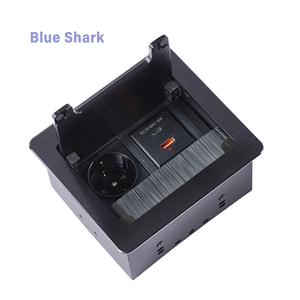 Caja de Conexiones <span class=keywords><strong>Multimedia</strong></span> para Mesa de Conferencias Industrial, 3 Tomas de Corriente, Enchufe Europeo, Aleación de Aluminio con Acabado Cepillado, Puertos USB y de Red, Tapa Abatible - Product Image 2