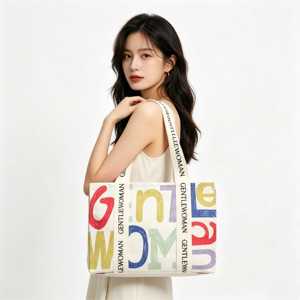 Sac fourre-tout en toile recyclable pour femme, personnalisé avec logo sérigraphié, ruban en corde, grande capacité, haute qualité, pour le shopping en gros - Product Image 2