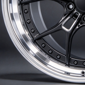 Jantes en alliage d'aluminium Auron Multi Spoke 18 et 19 pouces, noir brillant avec liseré usiné, deux pièces moulées pour voiture de tourisme - Product Image 3