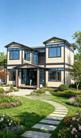 YAU CHUN Villa moderne préfabriquée modulaire de luxe avec design 3D, serre, garantie de plus de 5 ans, construction en panneaux sandwich en acier