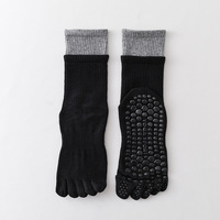 Kaos Kaki Yoga Lima Jari Wanita, Berbahan Jala Bernapas, Kaos Kaki Pilates Setengah Betis, Kaos Kaki Fitness Aerobik Anti Dingin dengan Pemisah Jari Kaki