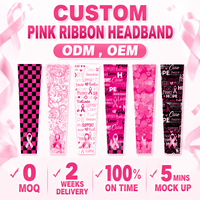Ensemble sportif rose USA avec ruban, bandeau d'entraînement de baseball personnalisé, manchons de compression pour les bras, bandeau de sensibilisation au cancer du sein