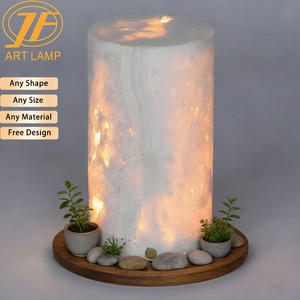 Lampe de table en marbre travertin beige, décoration de luxe pour la maison, pierre de grotte blanche, veilleuse, lumière d'ambiance - Product Image 5