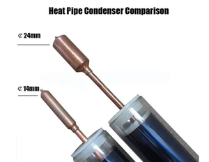 Tubi sottovuoto solare heat pipe in rame con piena alluminio fin set per il collettore solare con solar keymark - Product Image 4