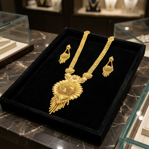 Collares largos de oro de 14K, 18K, 24K al por mayor, collares largos de diseño tradicional, conjunto de joyería de moda de latón dorado. - Product Image 2