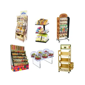 Acrylic Cardboard Bread Display Stand Metal Floor Wood Bread Display Baskets Countertop Food Stand Party Display