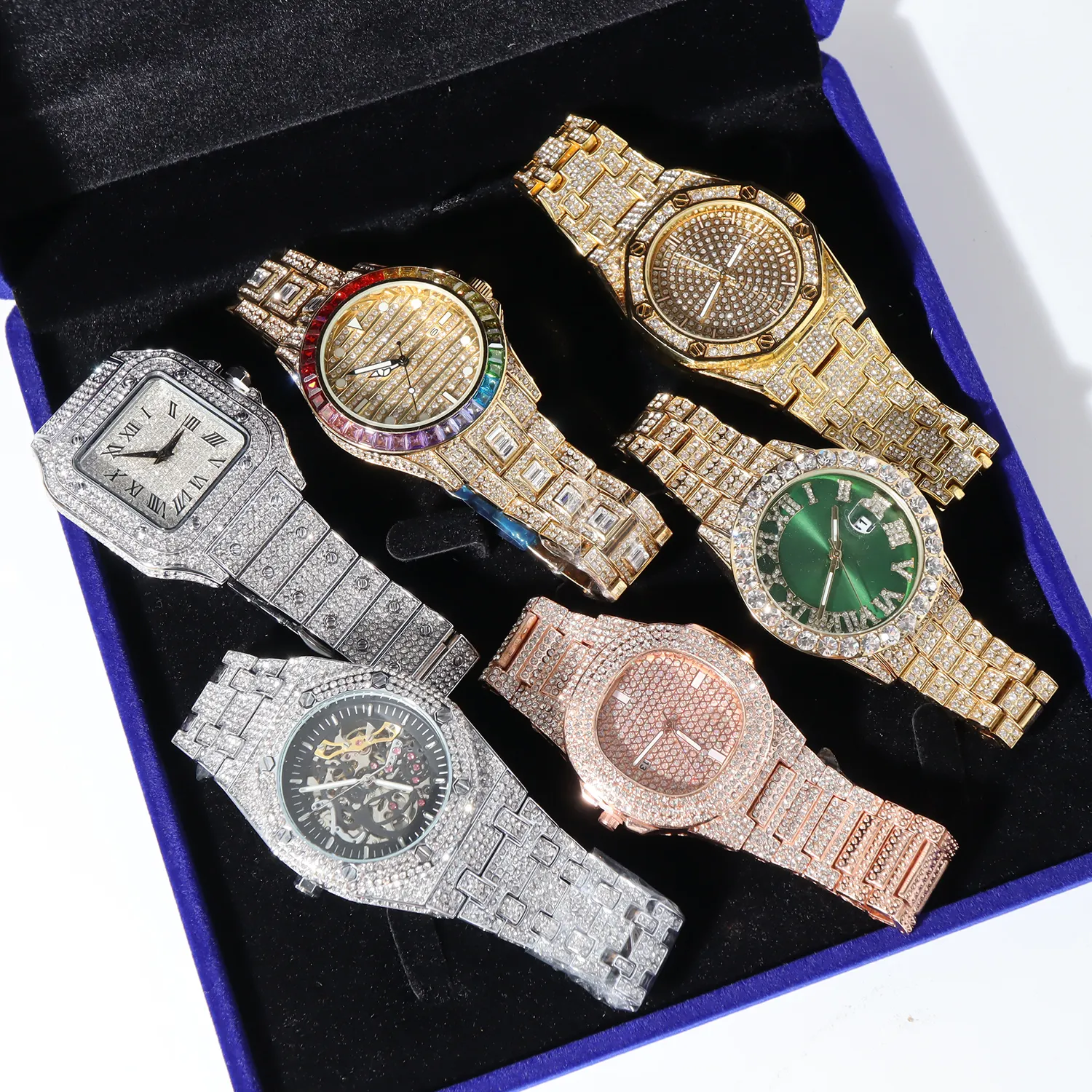 Gold Watch Men Luxury Brand Diamond Mens Watches Top Brand Luxury Iced Out Male Quartz Watch Calender Unique Gift For Men