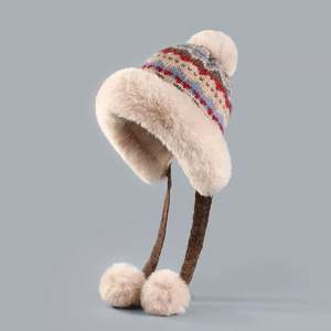 Chapeau en tricot pour femme, automne et hiver, chapeau en peluche épais, chapeau Lei Feng pour femme - Product Image 4