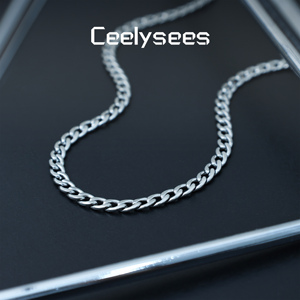 Kalung <span class=keywords><strong>Titanium</strong></span> Cuban Link Gaya Hip-Hop Trendi Serbaguna Nuansa Premium Minimalis Rantai Tulang Selangka Unisex - Product Image 2