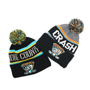 Fashionable Design Warm Winter <b>Hats</b> Warm Fleece 100% Acrylic Knitted <b>Hat</b> With Custom Embroidery Logo Unisex <b>Pompom</b> Beanies - Product Image 2