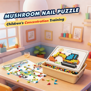 480 Pièces DIY 3D Mushroom Nail Pegboard Puzzle Deluxe Set Building Block Educational Toy for Kids Creative Handmade Play - Product Image 3