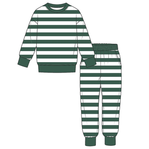Ensemble de pyjama pour garçons de haute qualité, à rayures colorées, tissu doux, manches longues, vêtements de détente rayés pour enfants - Product Image 2