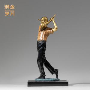 Figura de jugador de golf en bronce, cobre y oro, escultura artística hecha a mano para decoración de sala de estar - Product Image 3