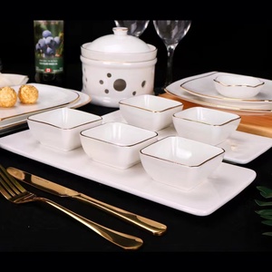 Assiettes d'assaisonnement carrées à bord doré plat de saveur en céramique petits plats de Sauce plats de vinaigre de soja trempage <span class=keywords><strong>bol</strong></span> bon marché - Product Image 4