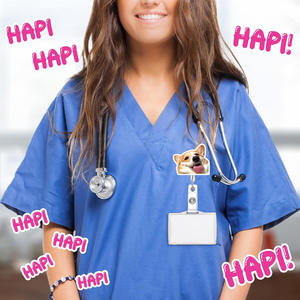 CYNYA 新しい面白いゴーフィードッグヘッドABSリトラクタブルバッジリール-モデル7712アリゲータークリップキュートナースギフトIDバッジホルダー - Product Image 2