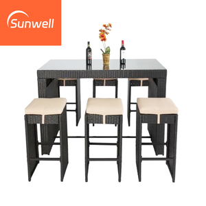 Factory Hot Sale Outdoor Coffee Shop bar Modular Garden Furniture Patio Design Rattan Wicker bar <strong>Table</strong> <strong>and</strong> <strong>Stools</strong> <strong>Set</strong> - Product Image 3