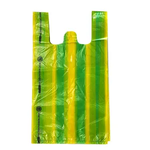 Hdpe Recyclebaar Dikker Duurzaam T-Shirt Plastic Tas Fabriek Prijs Handige Grote Streep Vest Draagtassen Afdrukken Op Maat