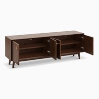 AJUNION Meuble TV en bois moderne du milieu du siècle Portes à motifs chevrons Meuble TV Media Center Table Console TV pour salon