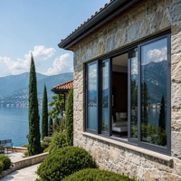 Ventana de Patio Moderna de Aluminio con Recubrimiento en Polvo, Doble Acristalamiento, Aislamiento Térmico y Acústico para Residencias