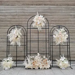 Altın demir Metal kemer düğün zemin dekorasyon düğün töreni için siyah beyaz kemer resepsiyon dekorasyon