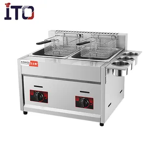 Thiết kế mới Snack máy thương mại ba xe tăng 6lx3 gas Nồi chiên