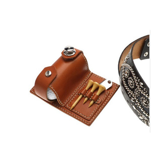 Bolsa de golf de cuero personalizada, bolsa multifuncional para tees y cubierta para palos, bolsa de almacenamiento para tenedor de green de golf y funda de cuero. - Product Image 1