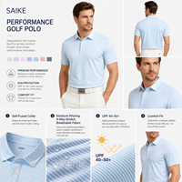 Polo de golf rayé pour homme, motif lettres, 92% polyester, 8% élasthanne, maille extensible, manches courtes, style preppy, vêtements de sport pour le golf