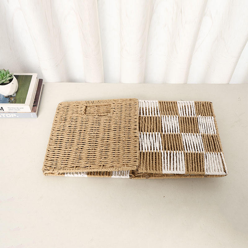Slide Design With Numbers Handwoven Eco-Friendly Natural Paper Rope Lattice Square Foldable ...