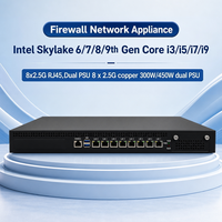 Perangkat Jaringan Firewall Intel Skylake Generasi ke-6/7/8/9 Core I3/i5/i7/i9 8x2.5G RJ45, Dual PSU