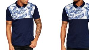 Jersey ajustado regular de algodón 100% para hombre para polo con tapeta de tres botones, jersey de tacto suave, tejido de punto con estampado de yugo Floral - Product Image 5