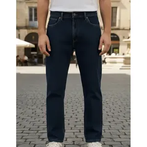 Jeans da Uomo Adrenaline a Gamba Dritta Blu Scuro in Denim Elasticizzato Vita Media 5 Tasche Traspiranti - Product Image 5