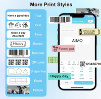 Printer Mini D30S Portabel Bluetooth, Printer Genggam Pembuat Label Nama dan Stiker