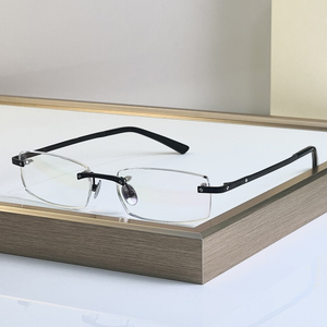 Montura de Gafas Ópticas de Titanio sin Aro para Hombre, Montura Moderna para Negocios, Lentes Sólidas AC, Gafas Ópticas para <span class=keywords><strong>Miopía</strong></span> - Product Image 2