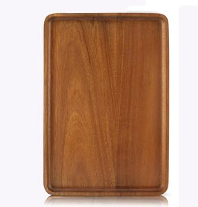 Bandejas de Servir Rectangulares de Madera de Acacia Maciza de 13 * 19 Pulgadas, Tablas de Madera Natural para Bar, Café y Fiestas - Product Image 1