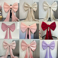 Décorations pour fêtes de mariage, tissu satiné brillant, nœud géant en velours rouge, bol rose pour Noël