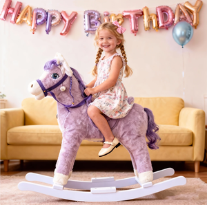 <span class=keywords><strong>Cheval</strong></span> à bascule en peluche violet, blanc, avec bouche mobile et <span class=keywords><strong>musique</strong></span>, jouet - Product Image 2