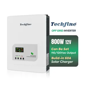 Techfine tinh khiết Sine Wave 1KVA 12V 800W Off lưới năng lượng mặt trời biến tần 1KVA