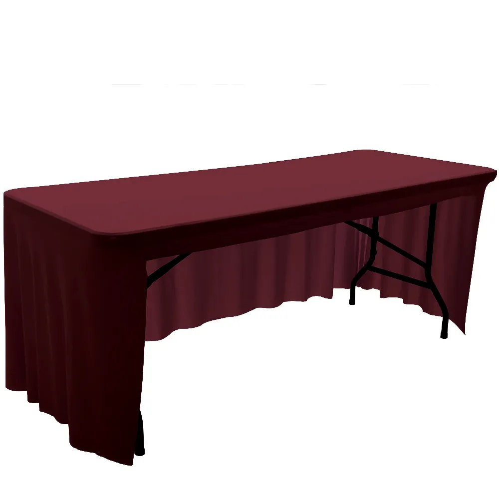 Wholesale Cheap Customized Color Fitted Spandex Grey Table Cover 3 Side Table Skirts for Wedding and Party