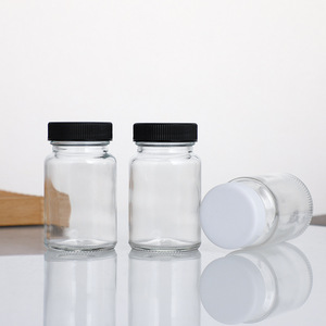 Muestra Gratuita de Frasco de Vidrio Transparente de Boca Ancha con Tapa de Plástico <span class=keywords><strong>para</strong></span> Pastillas, Cápsulas, Tabletas Farmacéuticas, Envase de Medicamentos - Product Image 5