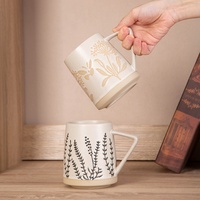 Mug en céramique à motif floral embossé de style vintage, écologique, compatible micro-ondes, avec poignée, pour usage domestique
