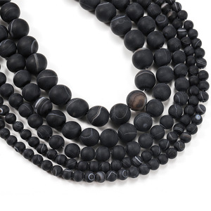 Perles d'agate St. Kunkka 4 6 8 10 12mm, perles givrées rayées et dispersées pour la fabrication de bijoux DIY - Product Image 4