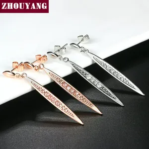 ต่างหูแบบห้อยสำหรับผู้หญิง สไตล์พังก์ ทันสมัย ดีไซน์รูปทรงเรขาคณิต ลายพืช ชุบทองคำสีกุหลาบ ประดับด้วยเพชรคิวบิกเซอร์โคเนียและคริสตัล <span class=keywords><strong>LAMOON</strong></span> - Product Image 4