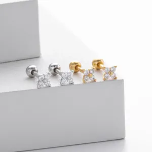 Boucles d'oreilles clous en argent sterling S925 avec <span class=keywords><strong>trois</strong></span> pierres de zircon, élégantes et sophistiquées, pour femme - Product Image 3