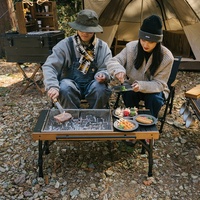 Table de Camping en alliage d'aluminium pliable, portable, en bois, pour pique-nique BBQ, 1 pièce