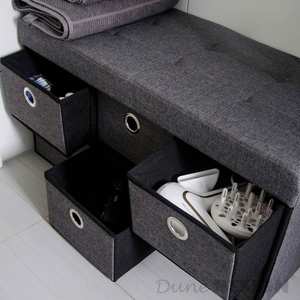 Removable Padded <b>Seat</b> 6-Drawer Collapsible Double <b>Storage</b> Ottoman - Product Image 2