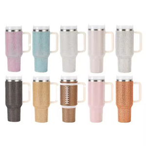 Gradient Color Rhinestone Cup 40Oz <b>Coffee</b> Vacuum Double Wall Stainless Steel Diamond Water Cup with Handle - Product Image 1