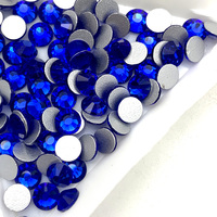 Strass en cristal à dos plat, non thermocollant, couleur saphir bleu royal, en vrac, pour bijoux artificiels, ongles et beauté